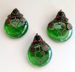 Large gem glass pendants with filigree