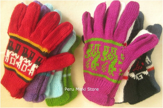 Gloves with Llama design, Alpaca blend