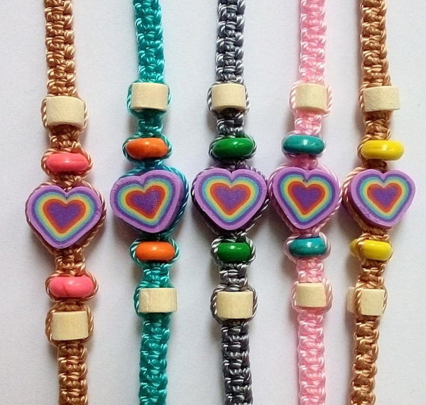 Friendship Bracelets with Purple hearts