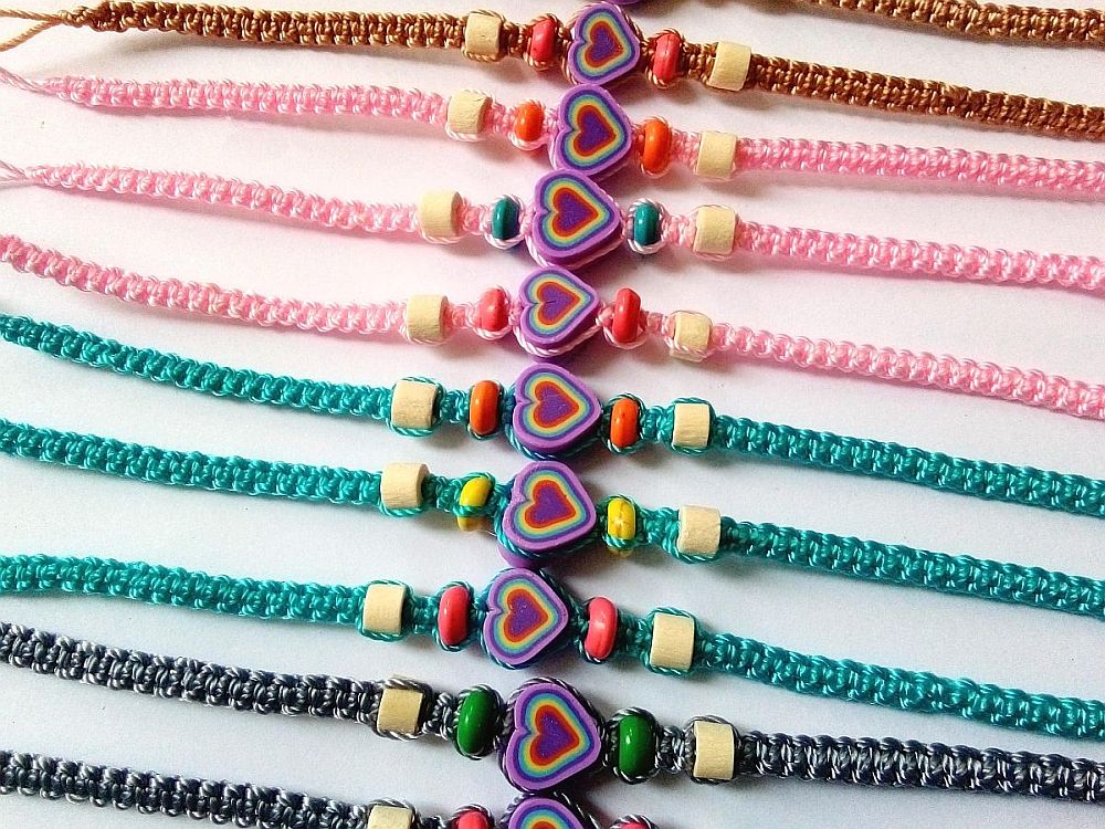 Friendship Bracelets with Purple hearts