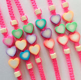 Pink Friendship Bracelets with Hearts