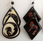 Earrings with Kokopelli, multicolor