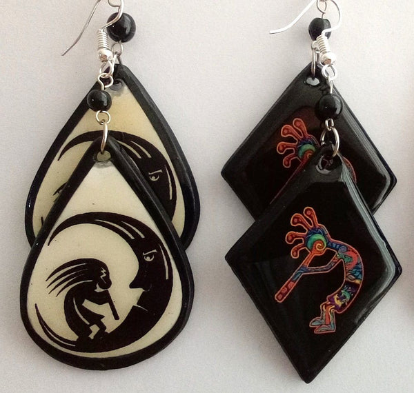 Earrings with Kokopelli, multicolor