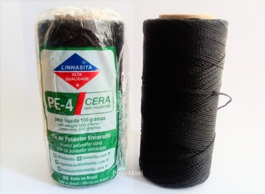 Waxed Thread, Linhasita, 100% polyester, Black