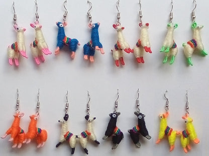 several pair of earrings with llamas from Peru
