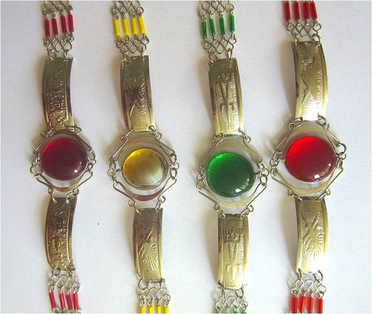 Nazca Lines Bracelets, Alpaca Silver with Gem Glass