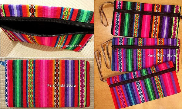Pencil cases in peruvian manta, bright colors