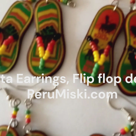 Rasta earrings, Flip Flops