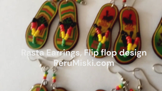 Rasta earrings, Flip Flops
