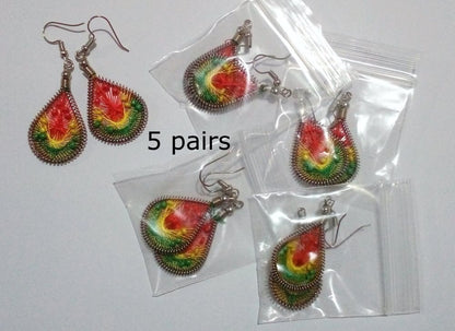 Rasta earrings, mixed lot