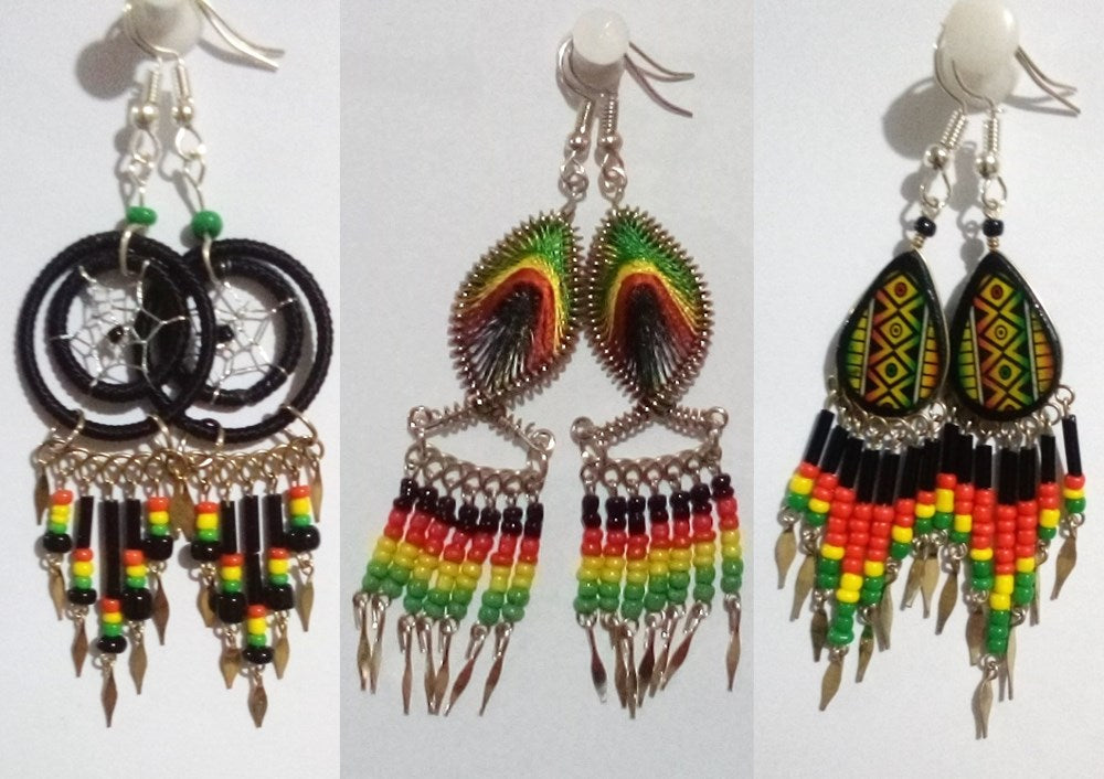 Rasta earrings, mixed lot