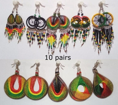 Rasta earrings, mixed lot