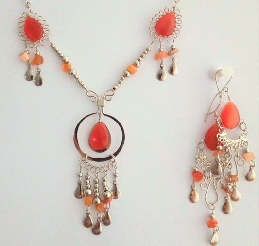 Cat's eye and Alpaca Silver, necklaces and earrings