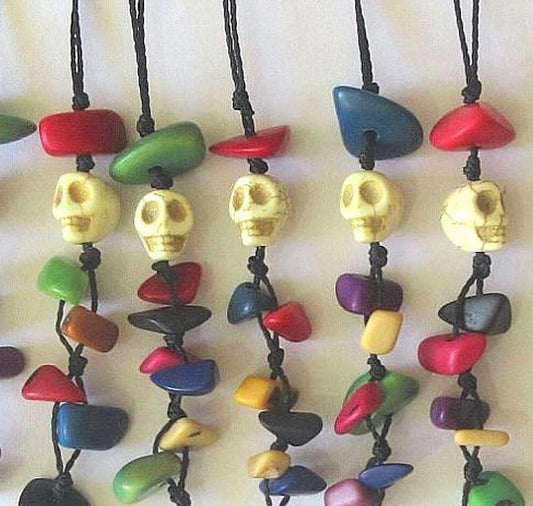Friendship Bracelets with pirate skull and tagua chips