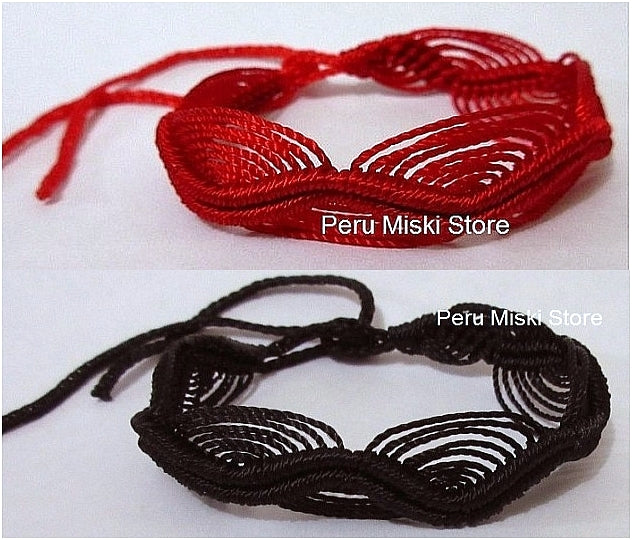 macrame bracelets in red and black color