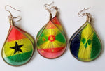 Earrings,  flags of Ghana, Saint Kitts and Nevis, St Vincent