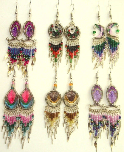 Mixed Thread Earrings, dangles, from Peru