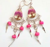 Earrings with Tree of Life, chandelier
