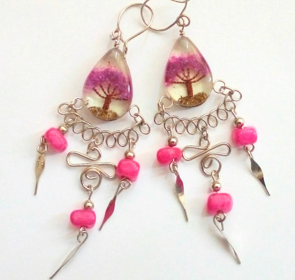 Earrings with Tree of Life, chandelier