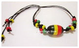 Rasta Friendship Bracelets in waxed thread with ceramic beads