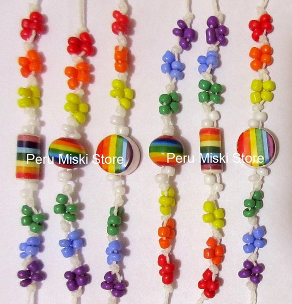 40 Rainbow Bracelets or Anklets with ceramic beads