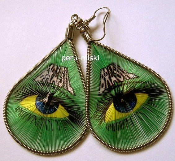 Thread Earrings, Stamped, Brasil, Brazil design