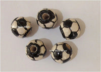 Ceramic Clay Beads, Soccer Ball, 12mm