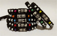 Friendship bracelets, black and white, large ceramic bead