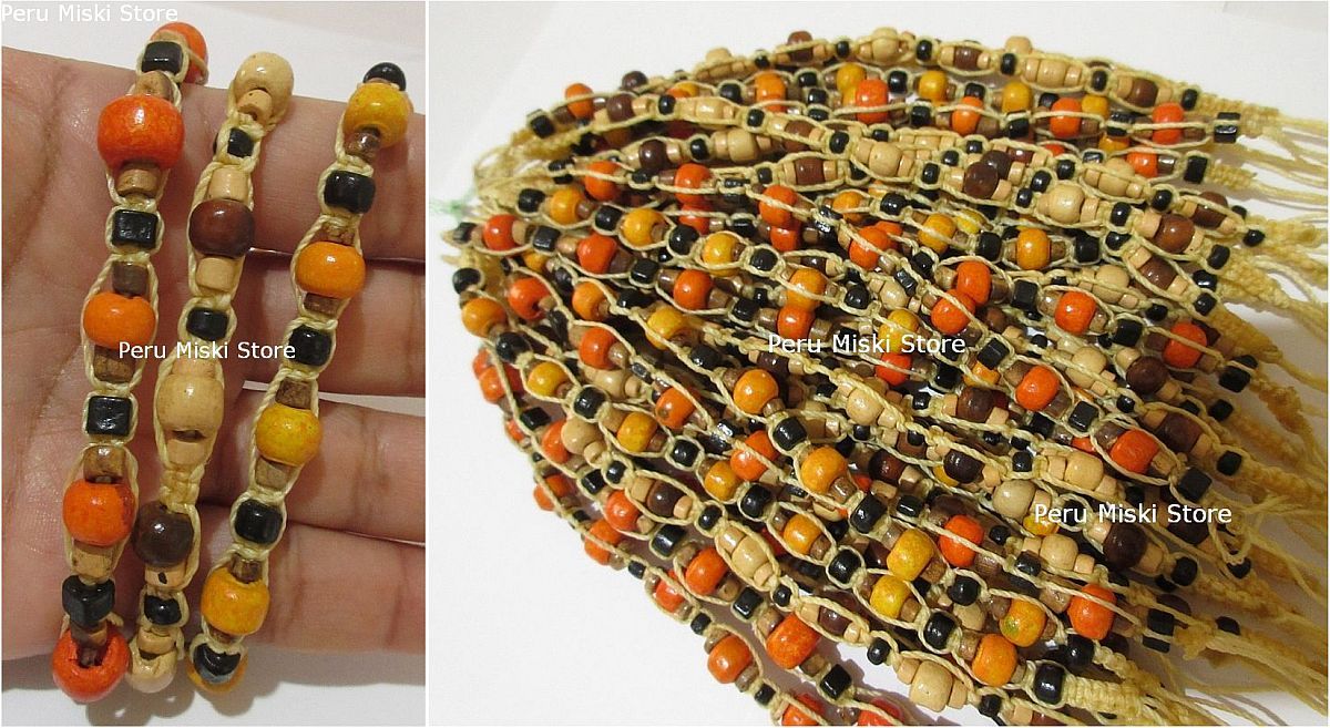 Bracelets with Ceramic beads and waxed thread