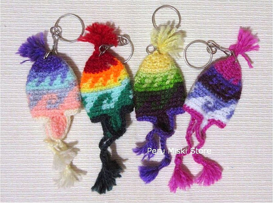 Keyrings, keychains, charms, Chullos handmade in Peru
