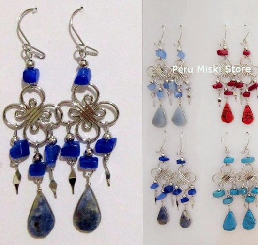Stone Earrings with Alpaca Silver - Clover
