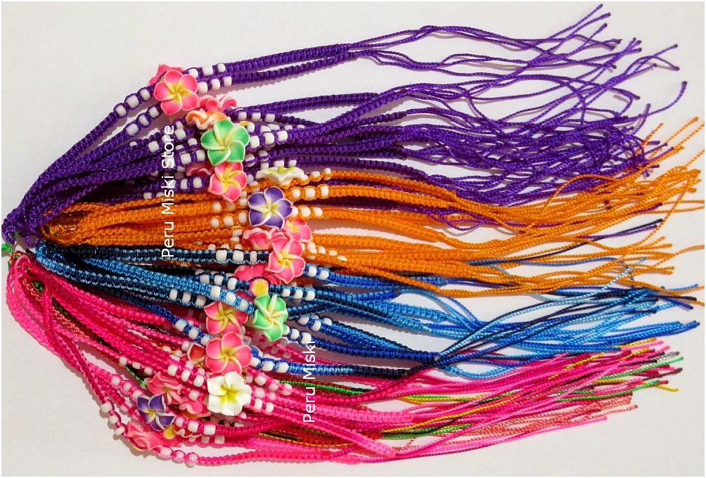 Friendship Bracelets with Clay Plumeria Flowers