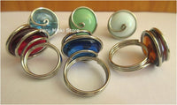 Alpaca silver rings with gem glass