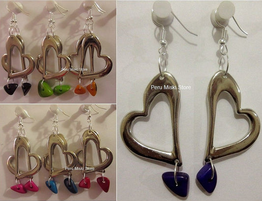 30 pairs Earrings Heart with tagua beads