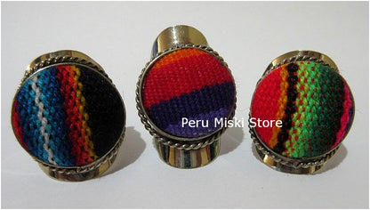 Alpaca silver rings with peruvian manta