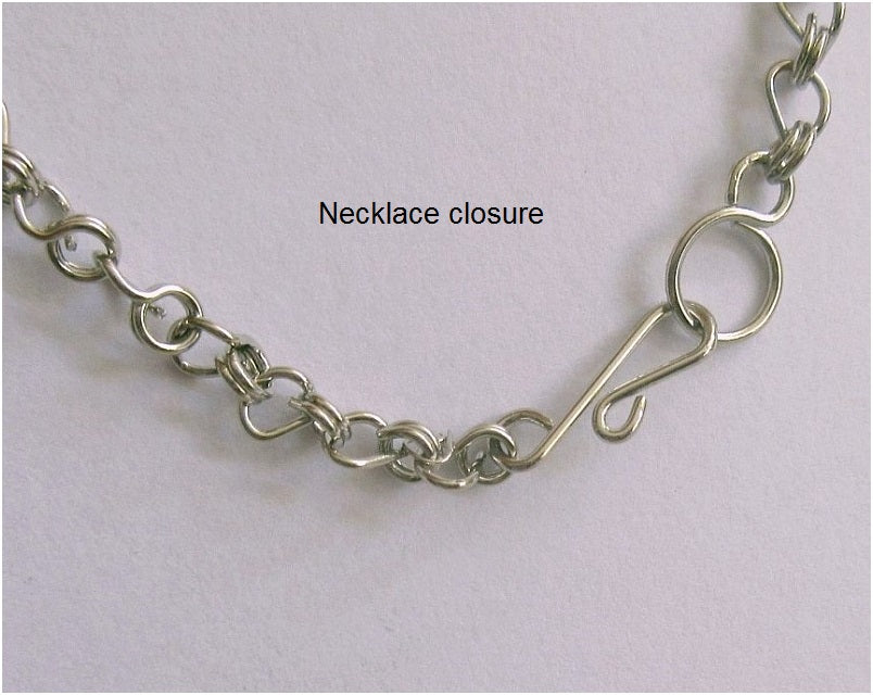 alpaca silver necklace, closure, hook