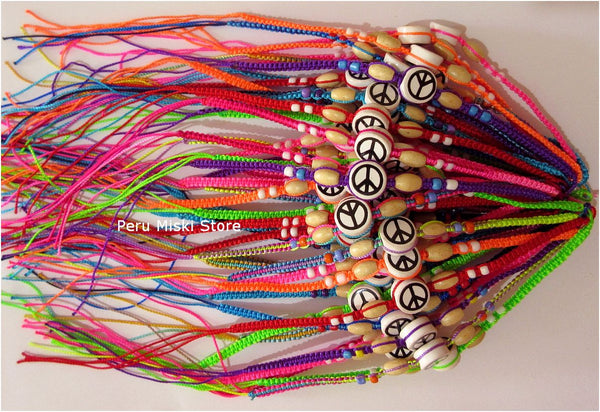 Friendship Bracelets with Peace Symbol Ceramic Beads