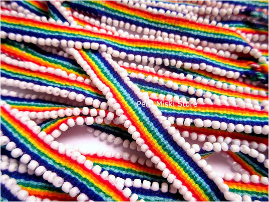 Rainbow Chakras Bracelets, stripes, beads