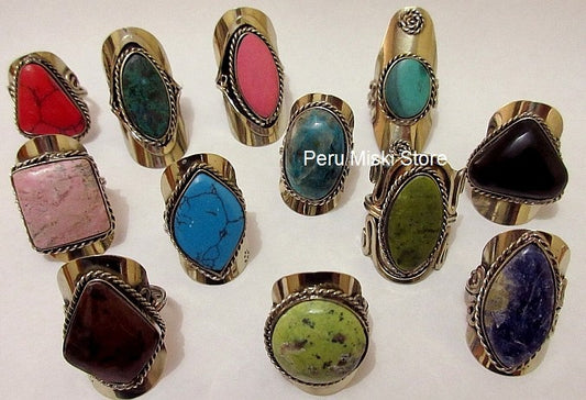 Alpaca Silver Rings with semiprecious stones