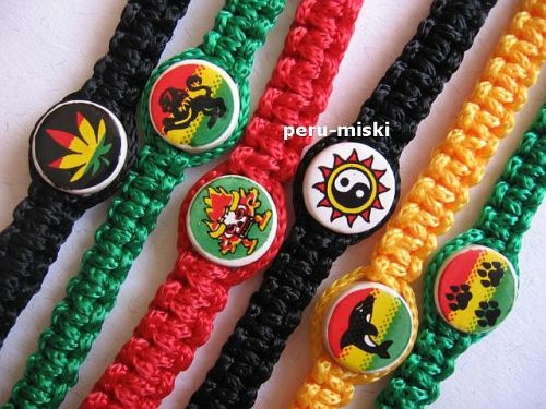50 Rasta Bracelets with Round Ceramic Beads