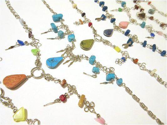 Anklets, Handcrafted in Alpaca Silver and Stone beads