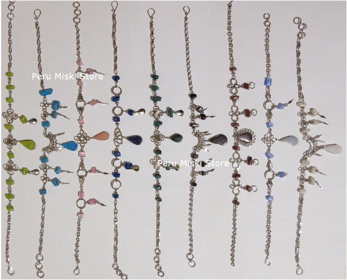 Anklets, Handcrafted in Alpaca Silver and Stone beads