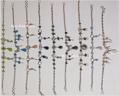 Anklets, Handcrafted in Alpaca Silver and Stone beads