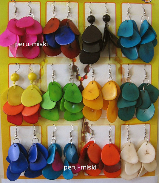 Tagua Earrings - Round beads