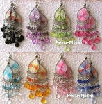 Thread Earrings, with Beads, Handcrafted